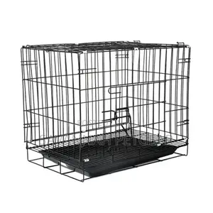 Double Door Folding Dog Cage Kennel With Tray - S, M, L Sizes