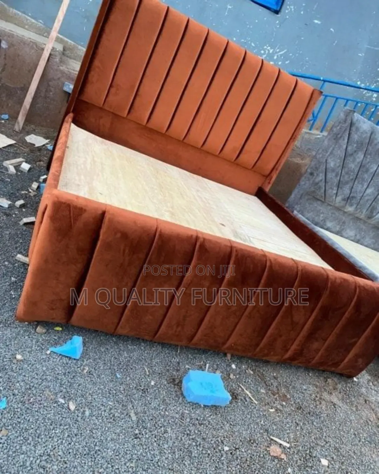 Orange Padded Headboard Beds