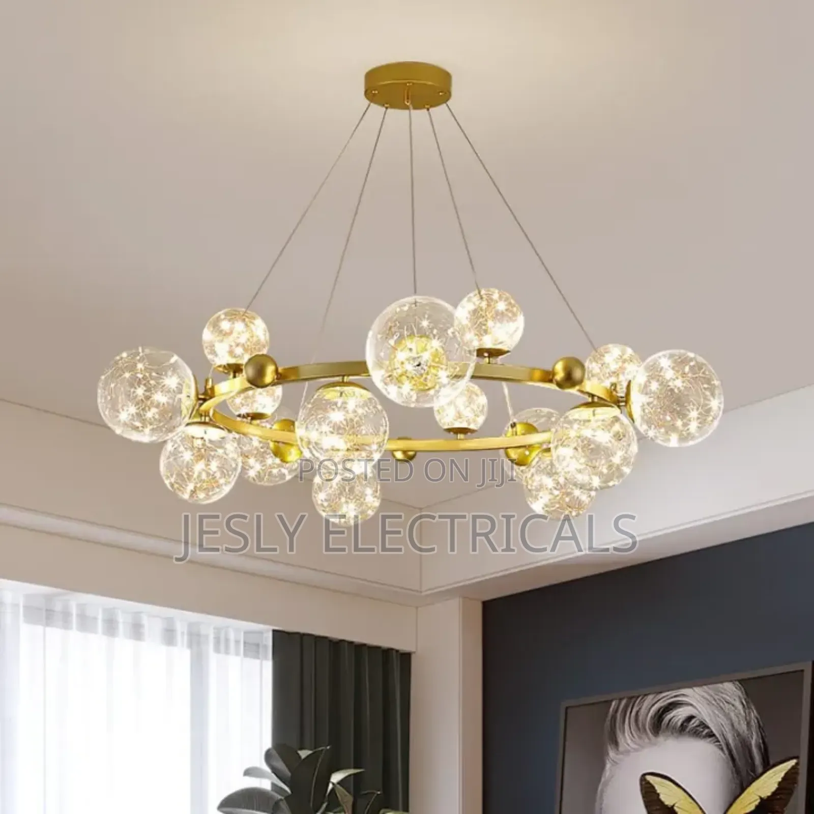 Modern Gold Round Metal G9 Led Chandelier Crystal Globes