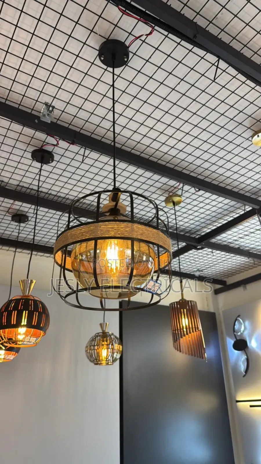 Light Industrial Semi-Flush Mount Ceiling Light