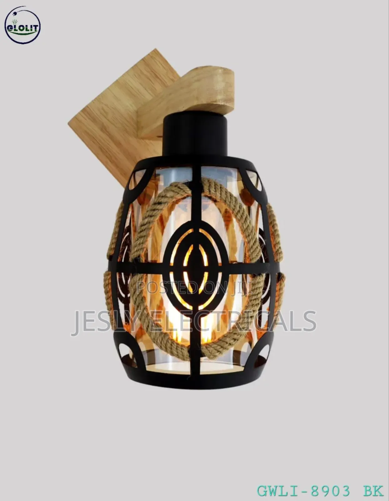 Wooden Iron Cage Wall Light