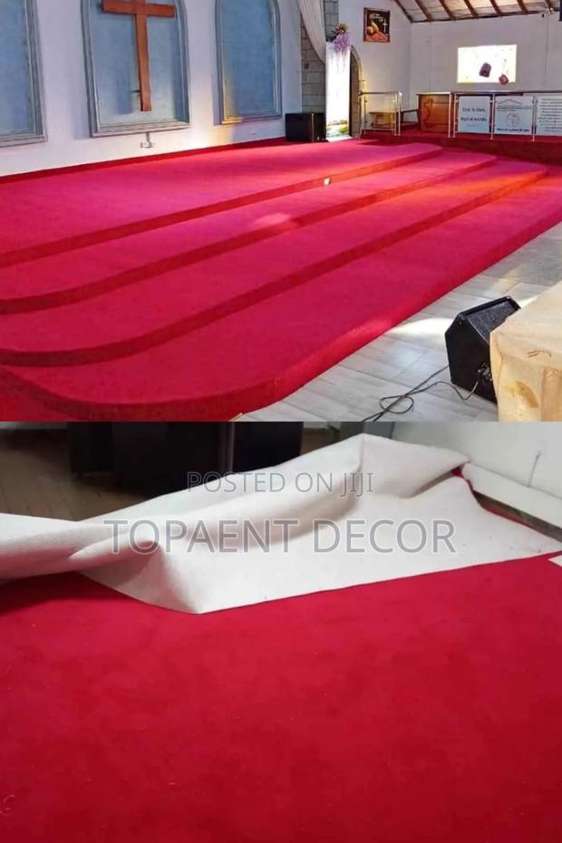 Installed and Non Installed Delta 4mm Thick Red Wall to Wall Carpets - main view