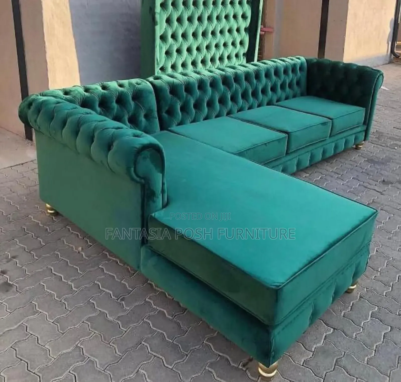 5 Seater Sage Green Chester Sectional Sofa - Payment on Delivery