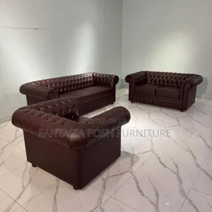 Brown 6-Seater Chester Sofa Suite - Free Delivery