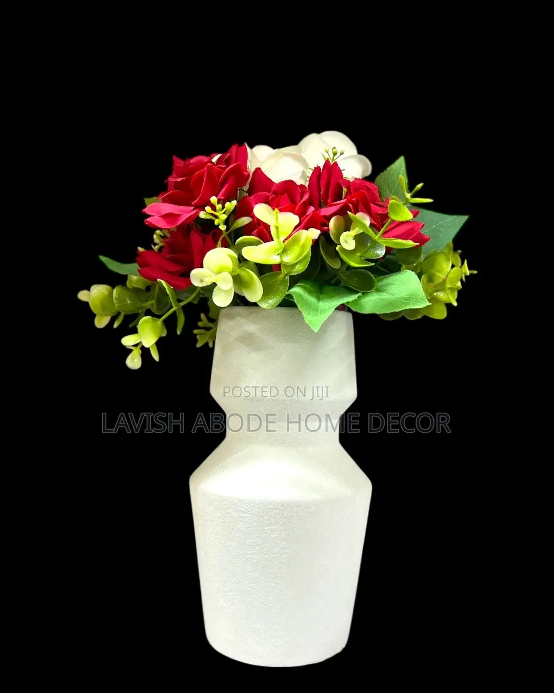 Ceramic Textured Flower Vase - White for Artificial and Live Flowers