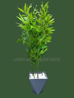 Elegant Artificial Bamboo Plant in a Gray Plant Pot - main view