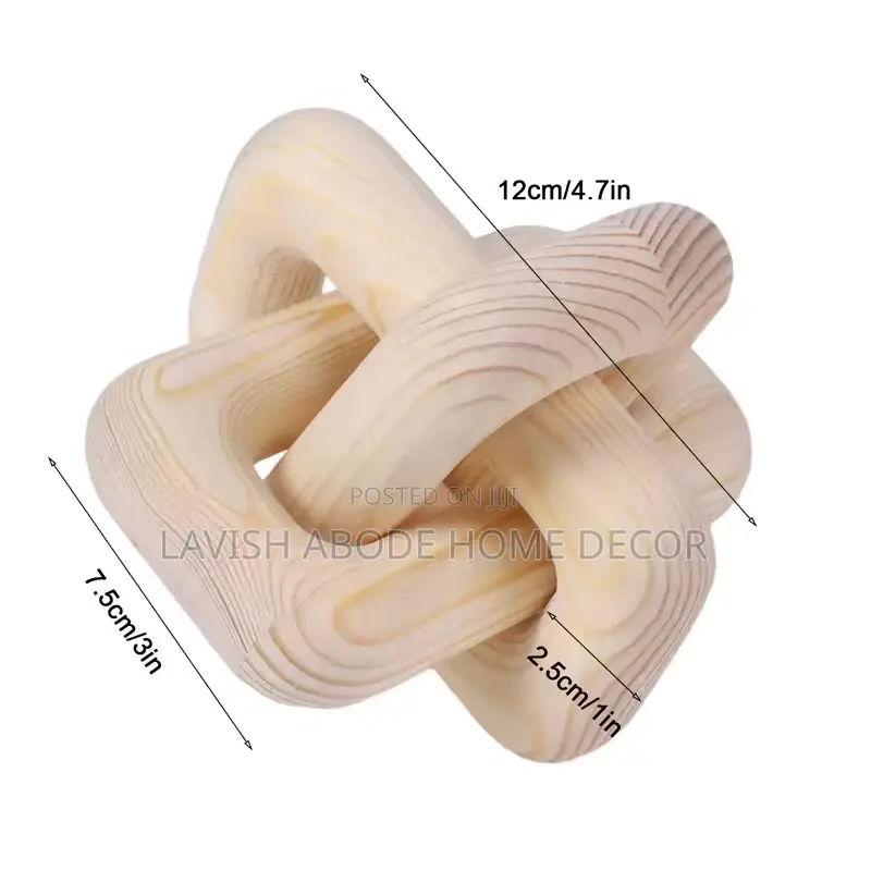 Wooden Knot Decor, 3-Link Wood Chain Link Decor Black, White and Brown
