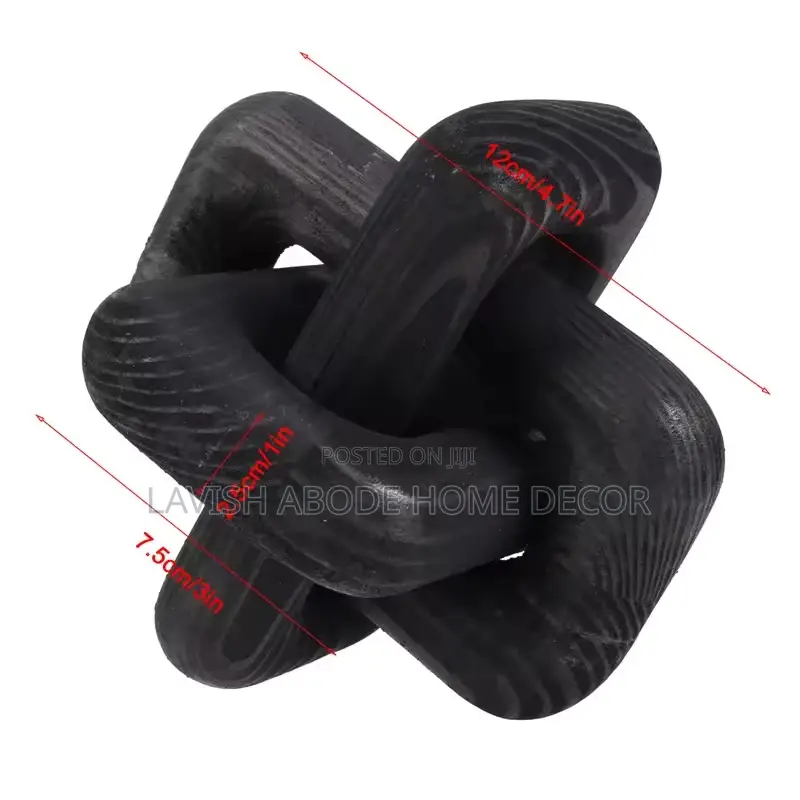 Wooden Knot Decor, 3-Link Wood Chain Link Decor Black, White and Brown