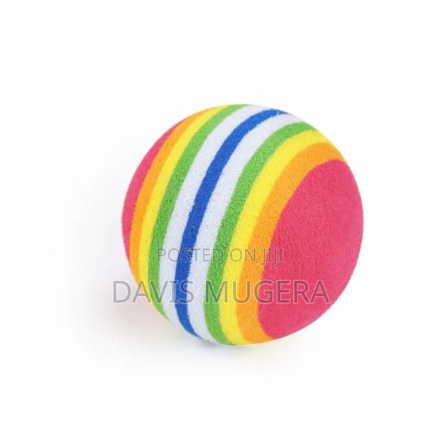 Rainbow Foam Balls for Cats Indoor Activity Play Soft Sponge - thumbnail 4