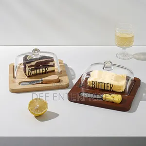 Glass Butter Dish With Bamboo Tray