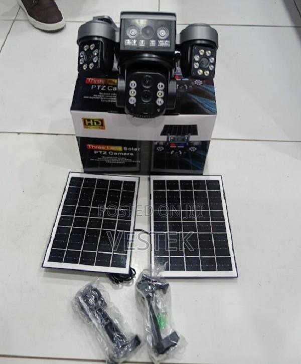 Triple Lens Solar V380 Solar Powered 3 Lens PTZ 4g Camera 10x Zoom