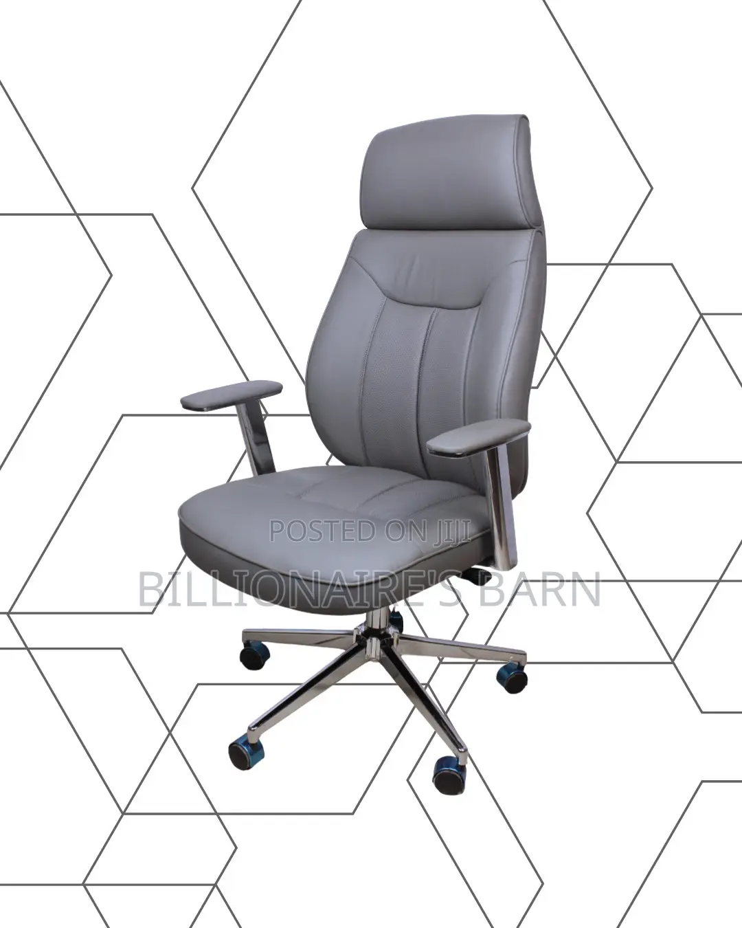 Sleek Grey Executive Leather Office Chair | Lumbar Support
