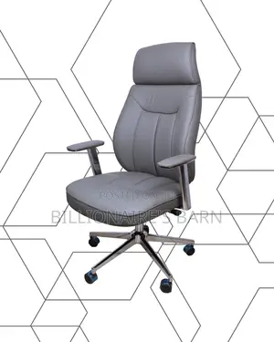 Sleek Grey Executive Leather Office Chair | Lumbar Support