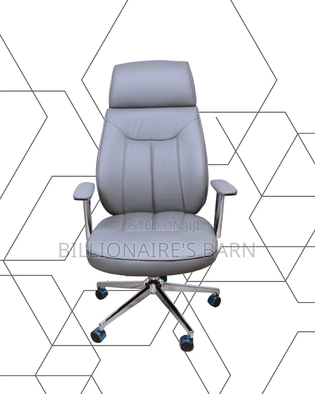 Sleek Grey Executive Leather Office Chair | Lumbar Support