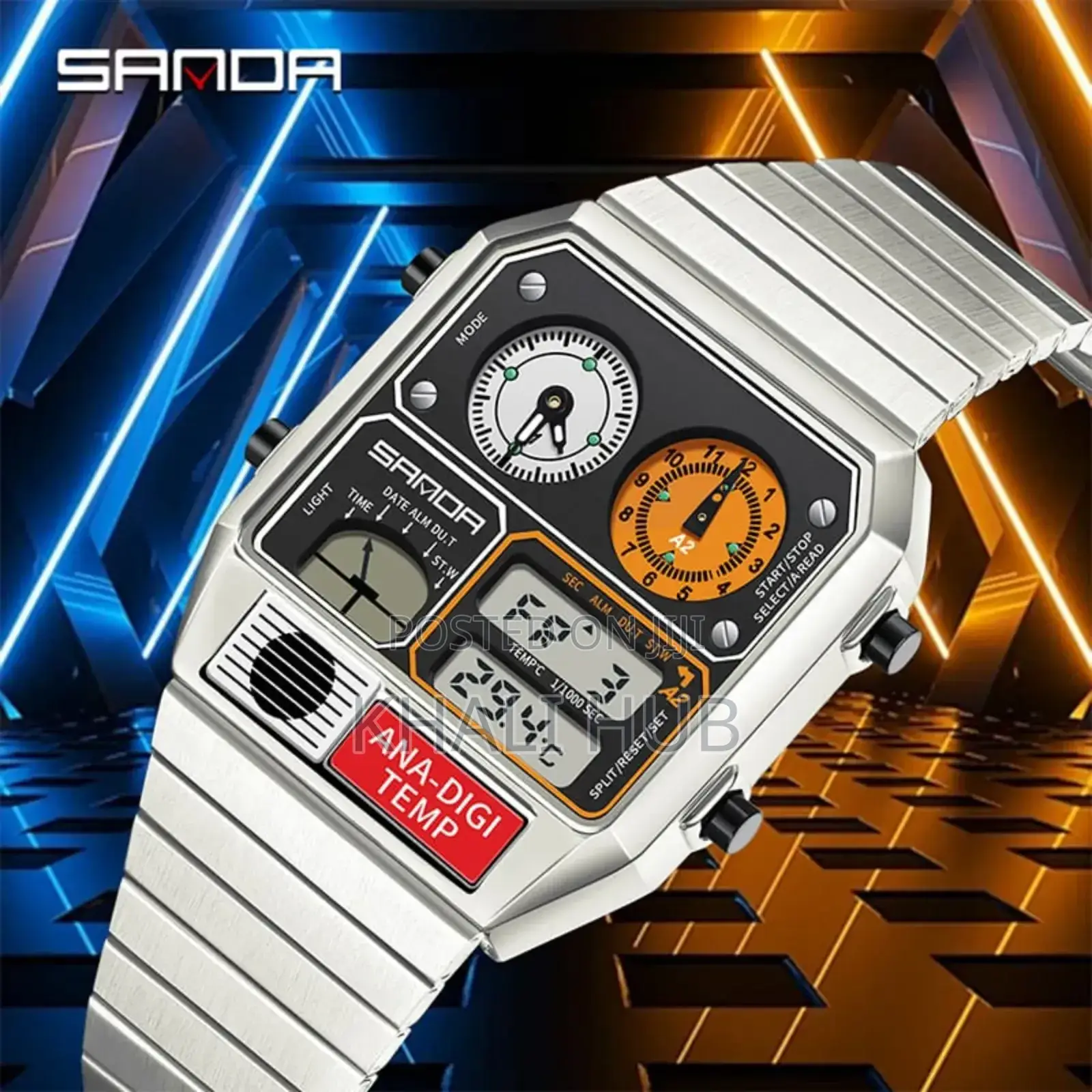 Silver Sanda Gents Watch Silver Sanda Gents Dual Time Watch