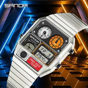 Silver Sanda Gents Watch Silver Sanda Gents Dual Time Watch