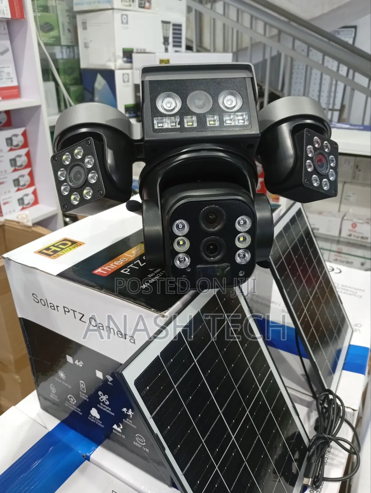Surper Dual Pannel Solar V380 Tripple Lens 4g Simcard PTZ Camera