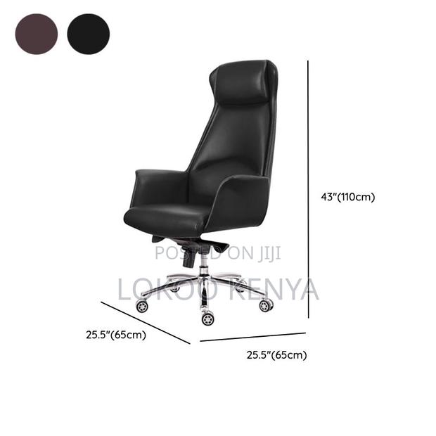 Office Chair : Black Leather Swivel Workstation Chair - thumbnail 2
