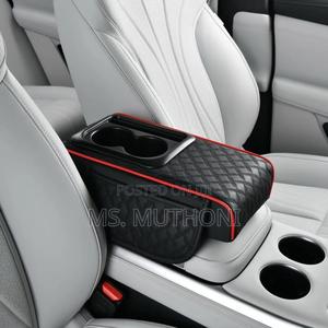 1 Pc Pu Leather Car Armrest Pad With 2 Cups Holder - main view