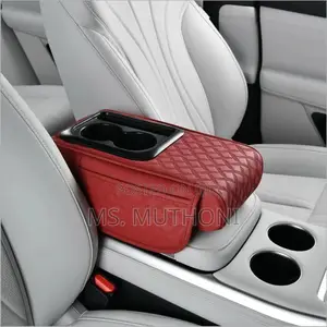 1 Pc Pu Leather Car Armrest Pad With 2 Cups Holder
