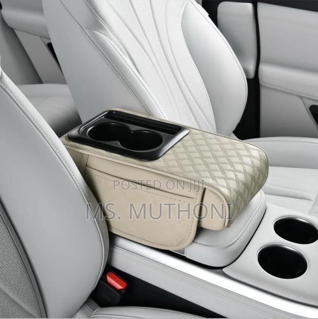 1 Pc Pu Leather Car Armrest Pad With 2 Cups Holder - thumbnail 3