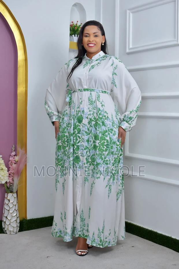Stylish Maxi White-green Dress - main view