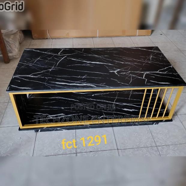 Executive (Fct-1291) Black Marble Coffee Table With Gold Legs 