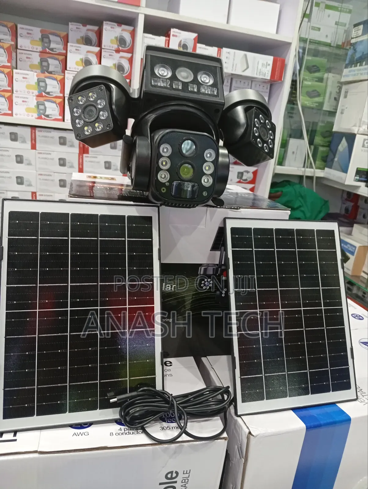 Convinient V380 Solar Tripple Lens 4g PTZ Camera Dual Pannel
