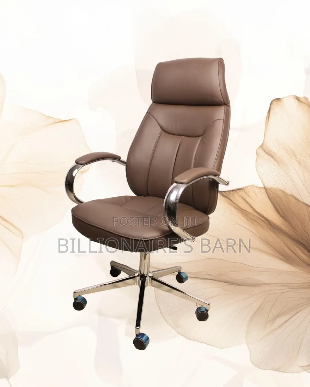 Brown Executive Leather Office Chair | Plush Lumbar Support