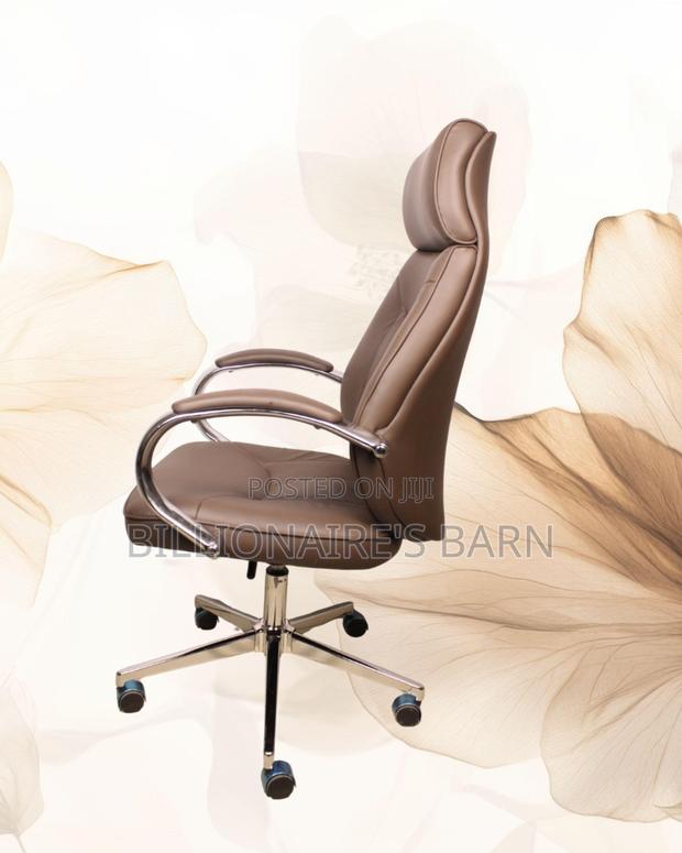 Brown Executive Leather Office Chair | Plush Lumbar Support - thumbnail 3