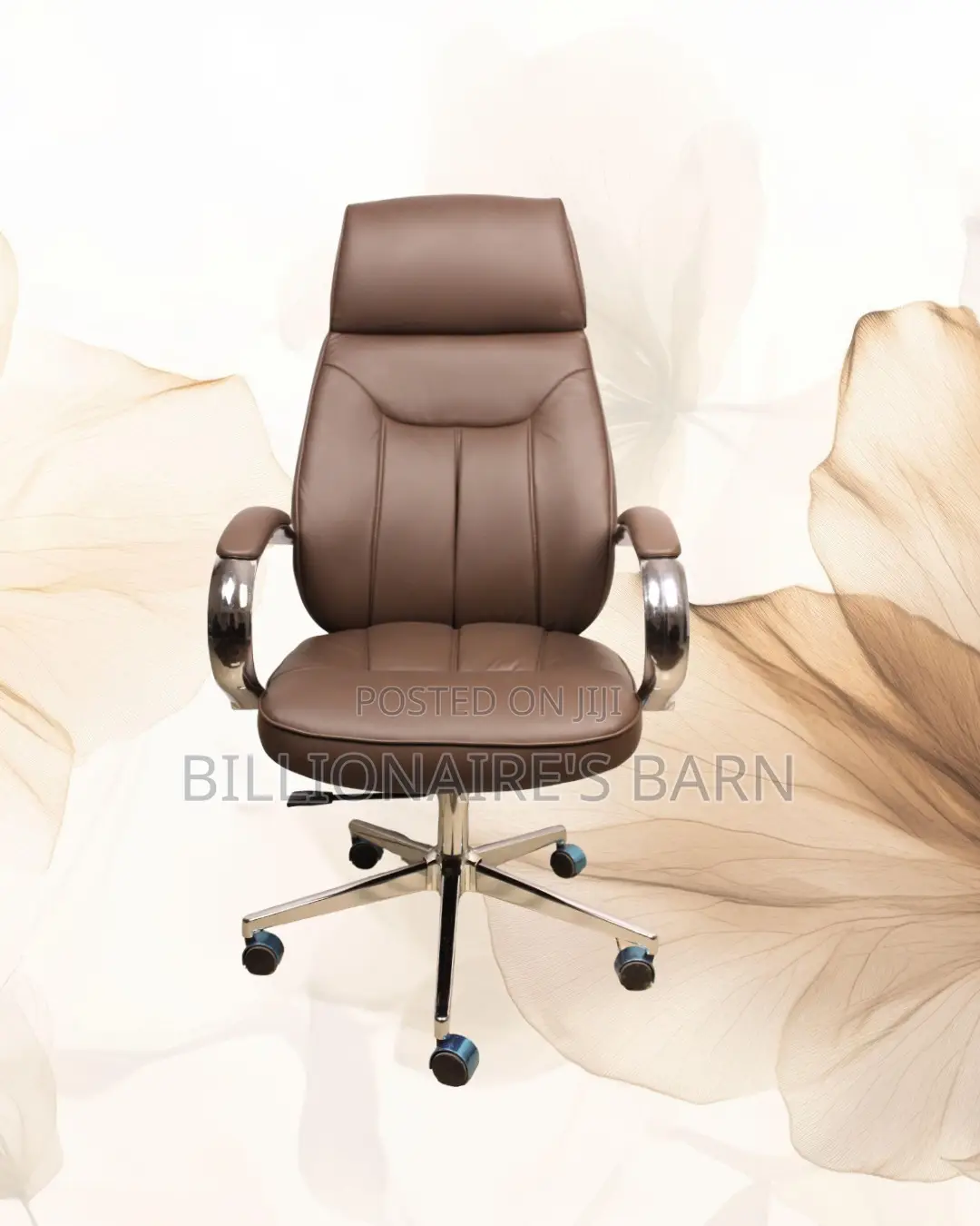 Brown Executive Leather Office Chair | Plush Lumbar Support