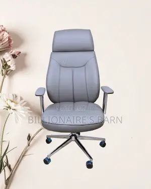Grey Executive Leather Office Chair | Pro-Grade Nylon Castors