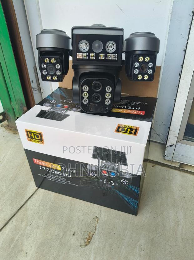 Three Lens Solar PTZ Security Camera – Ultra Hd