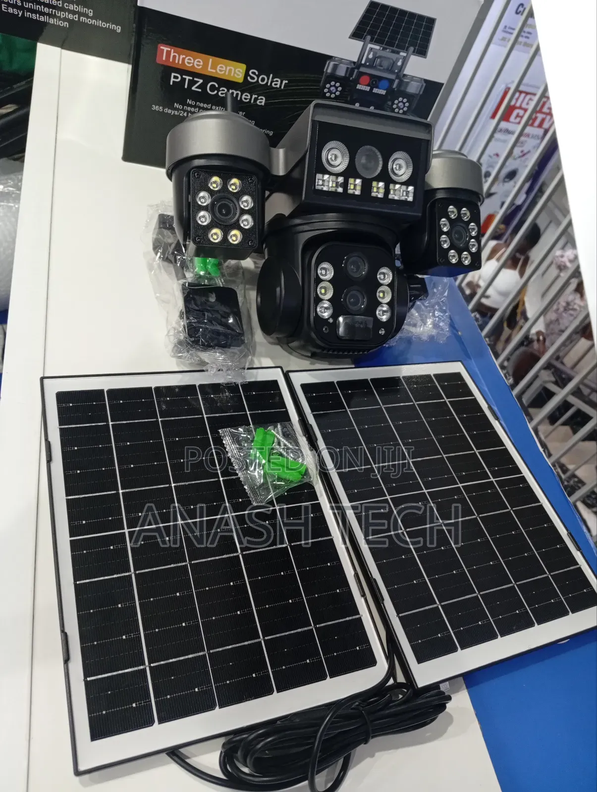 Great V380 Optical Zoom 4g PTZ Tripple Lens Solar Camera