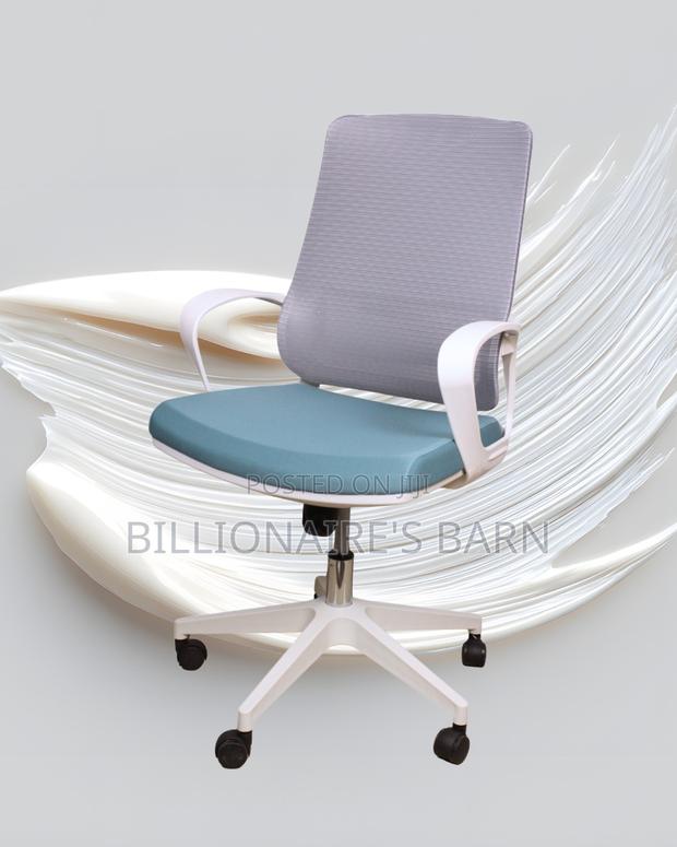 White Ergonomic Mesh Office Chair | Pro-Grade Padded Armrests - thumbnail 3
