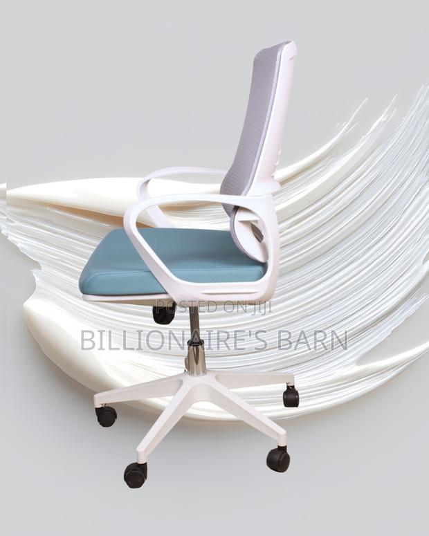 White Ergonomic Mesh Office Chair | Pro-Grade Padded Armrests - thumbnail 4