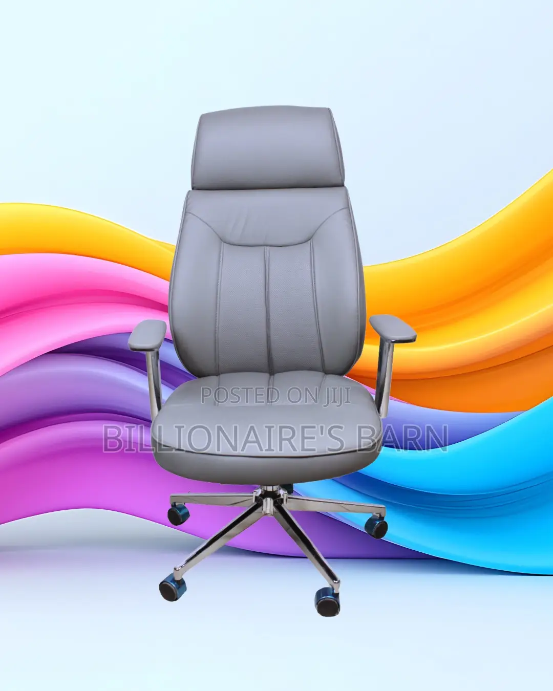 Grey Executive Leather Office Chair | Pro-Grade Lumbar Support