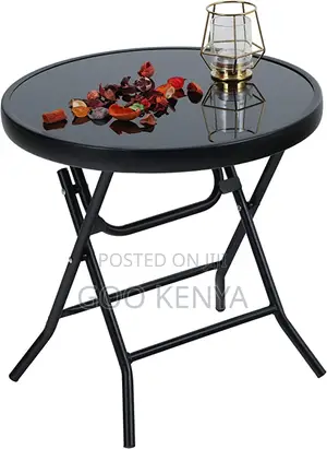 Coffee Table; Modern Folding Black Coffee Table With a Glass Top