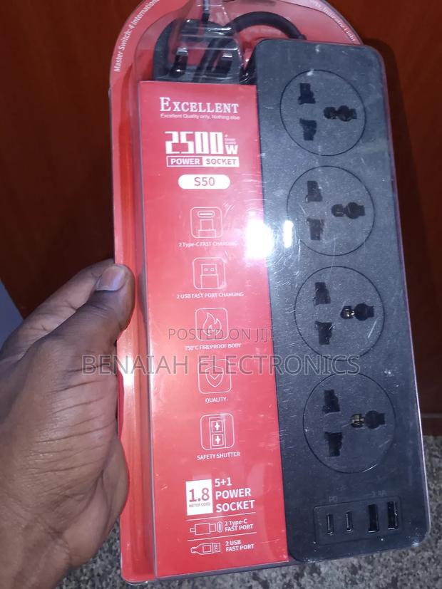 Original Excellent Extension Cable, Four Way 2500watts