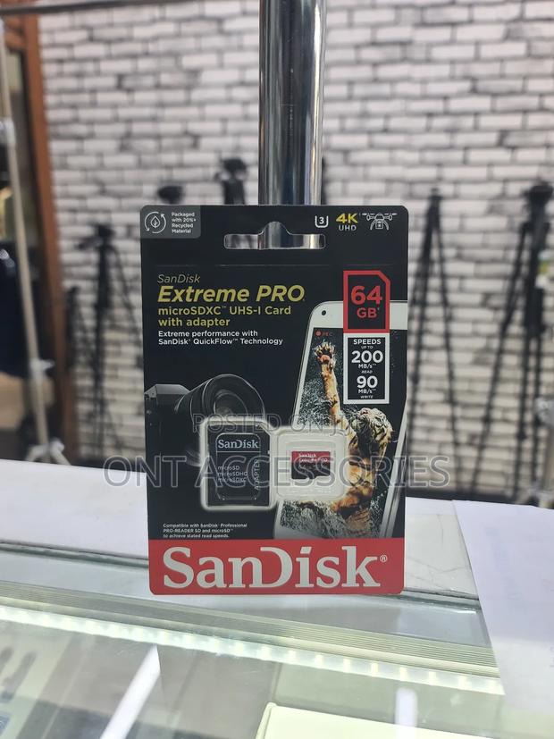 Sand Disk 64gb (200mbs)Micro Sdxc+Adapter