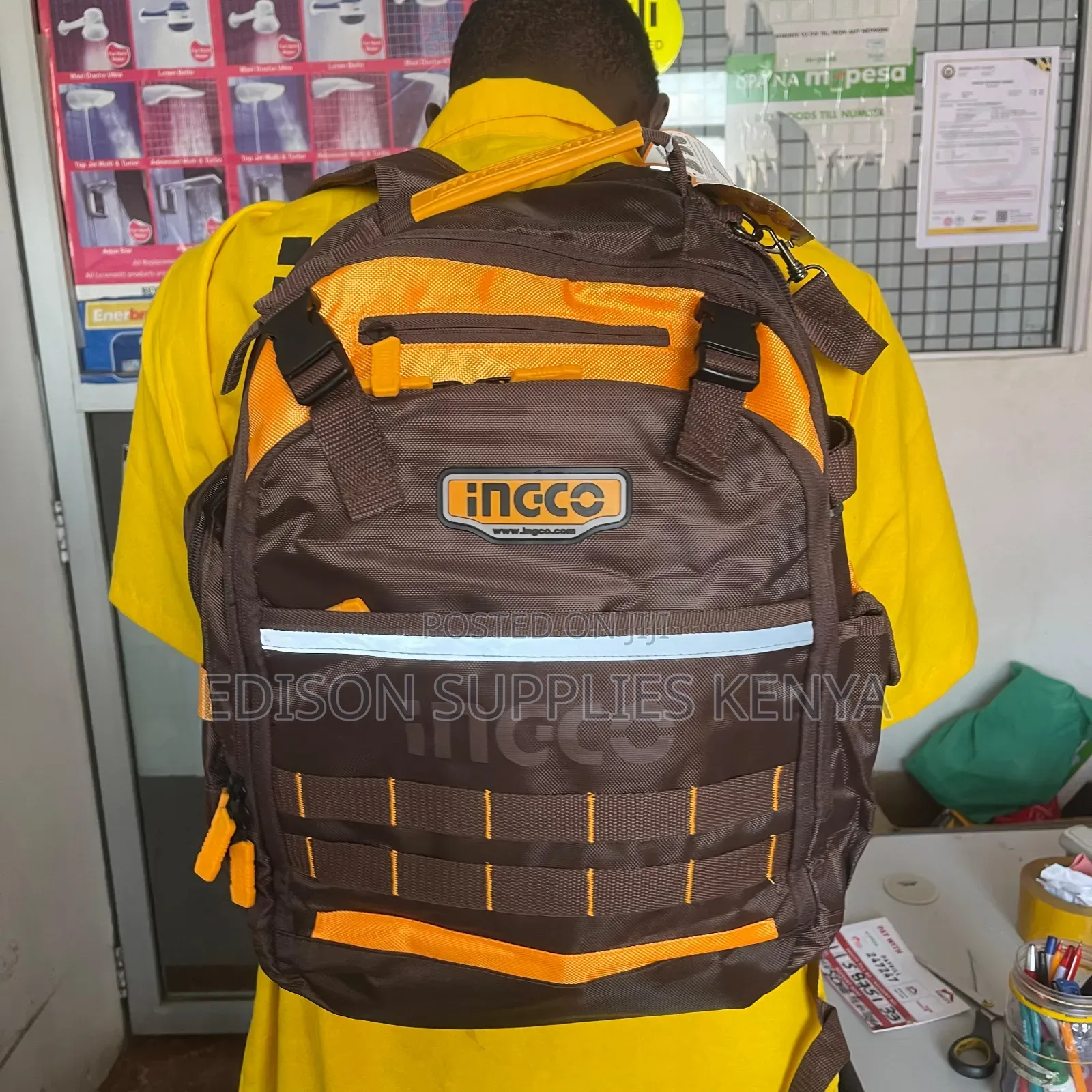 Ingco Tool Backpack Tools Storage Tool Bag Bagpack Rigid Frame Pockets
