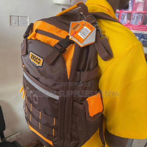 Ingco Tool Backpack Tools Storage Tool Bag Bagpack Rigid Frame Pockets - thumbnail 5