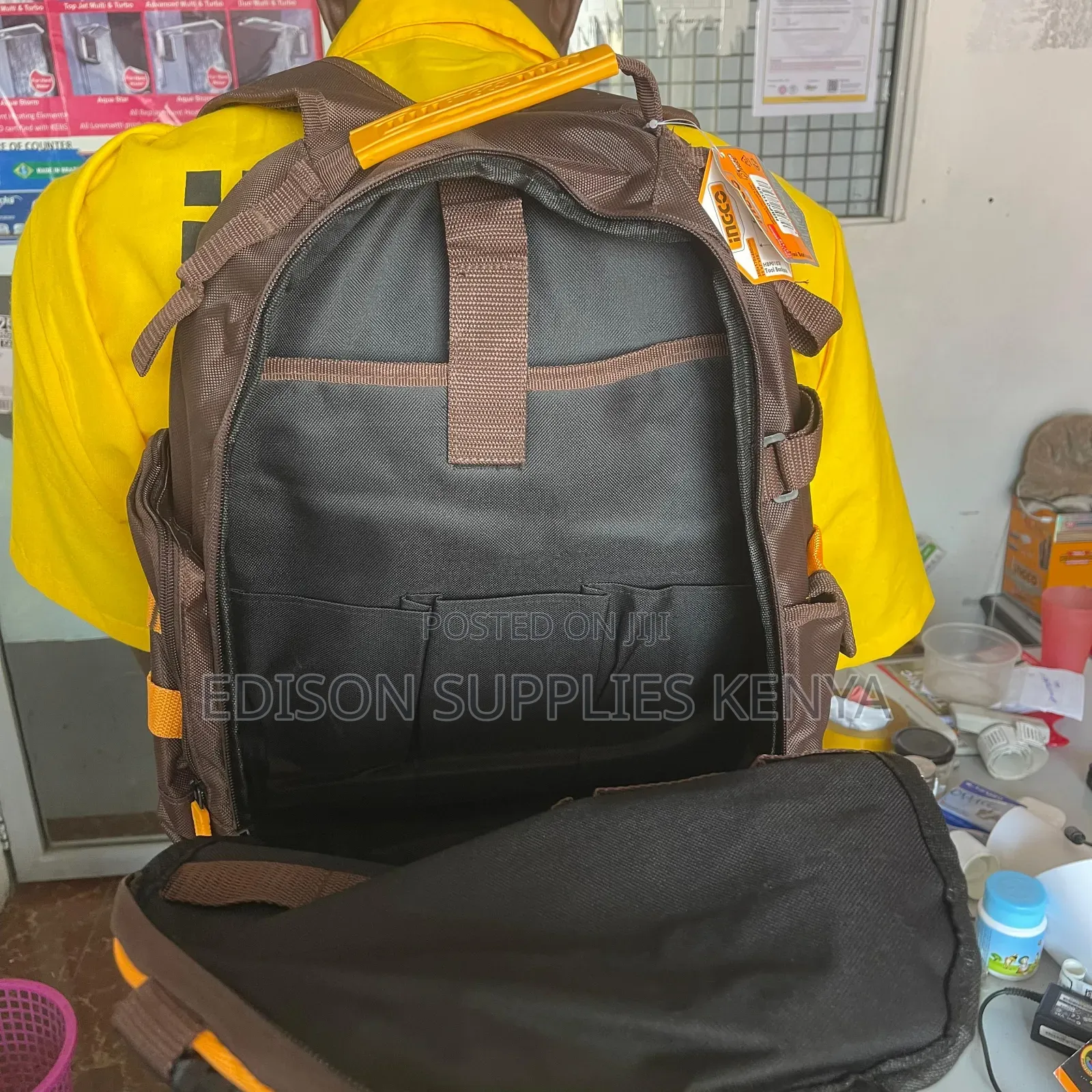 Ingco Tool Backpack Tools Storage Tool Bag Bagpack Rigid Frame Pockets