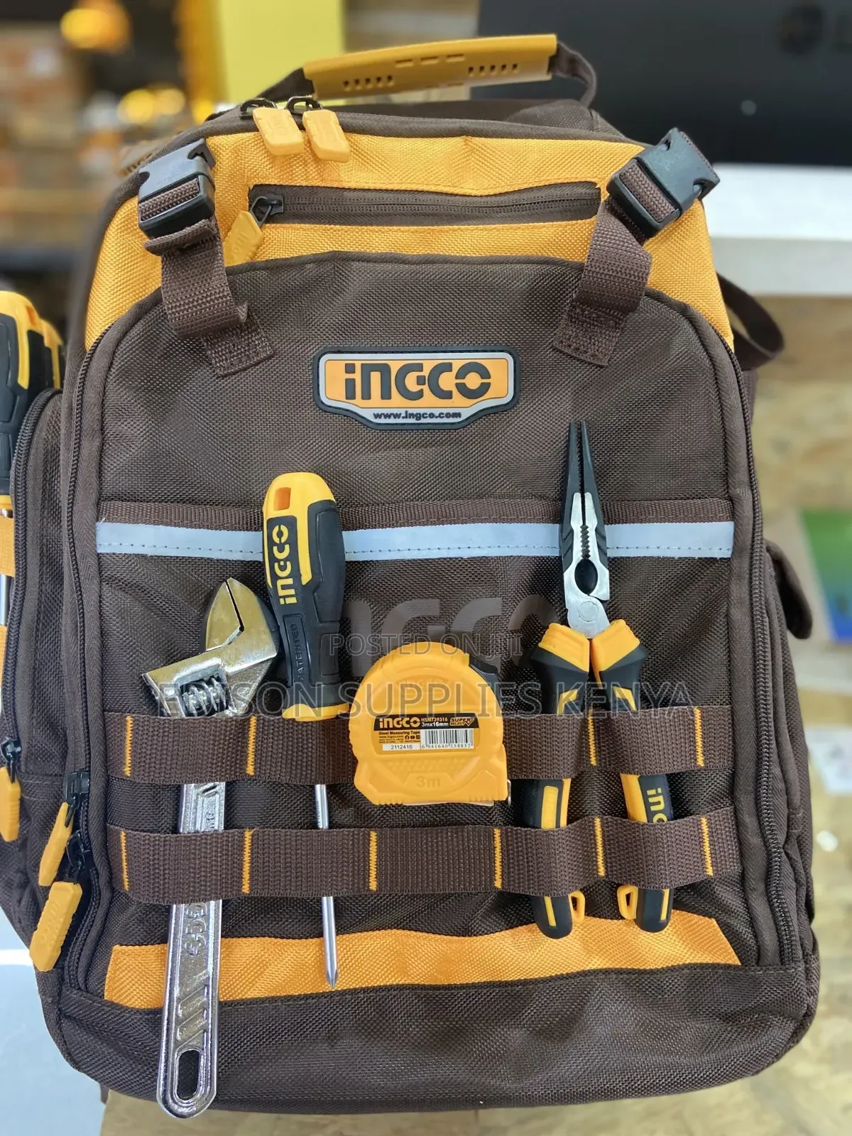 Ingco Tool Backpack Tools Storage Tool Bag Bagpack Rigid Frame Pockets