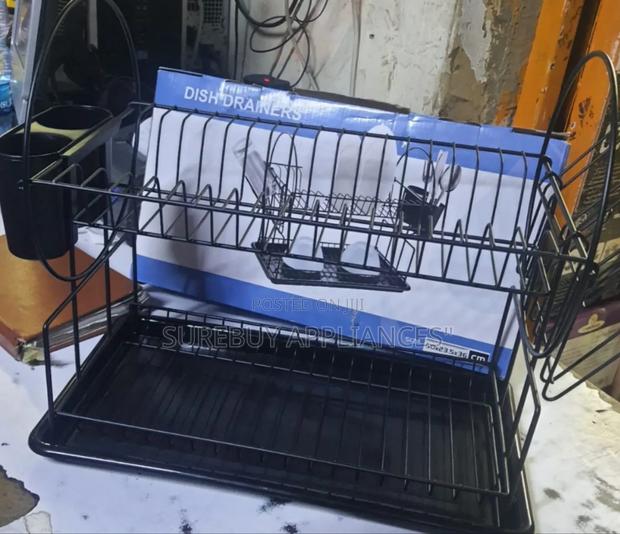 2 Layer Unique Design Dish Rack Black - main view