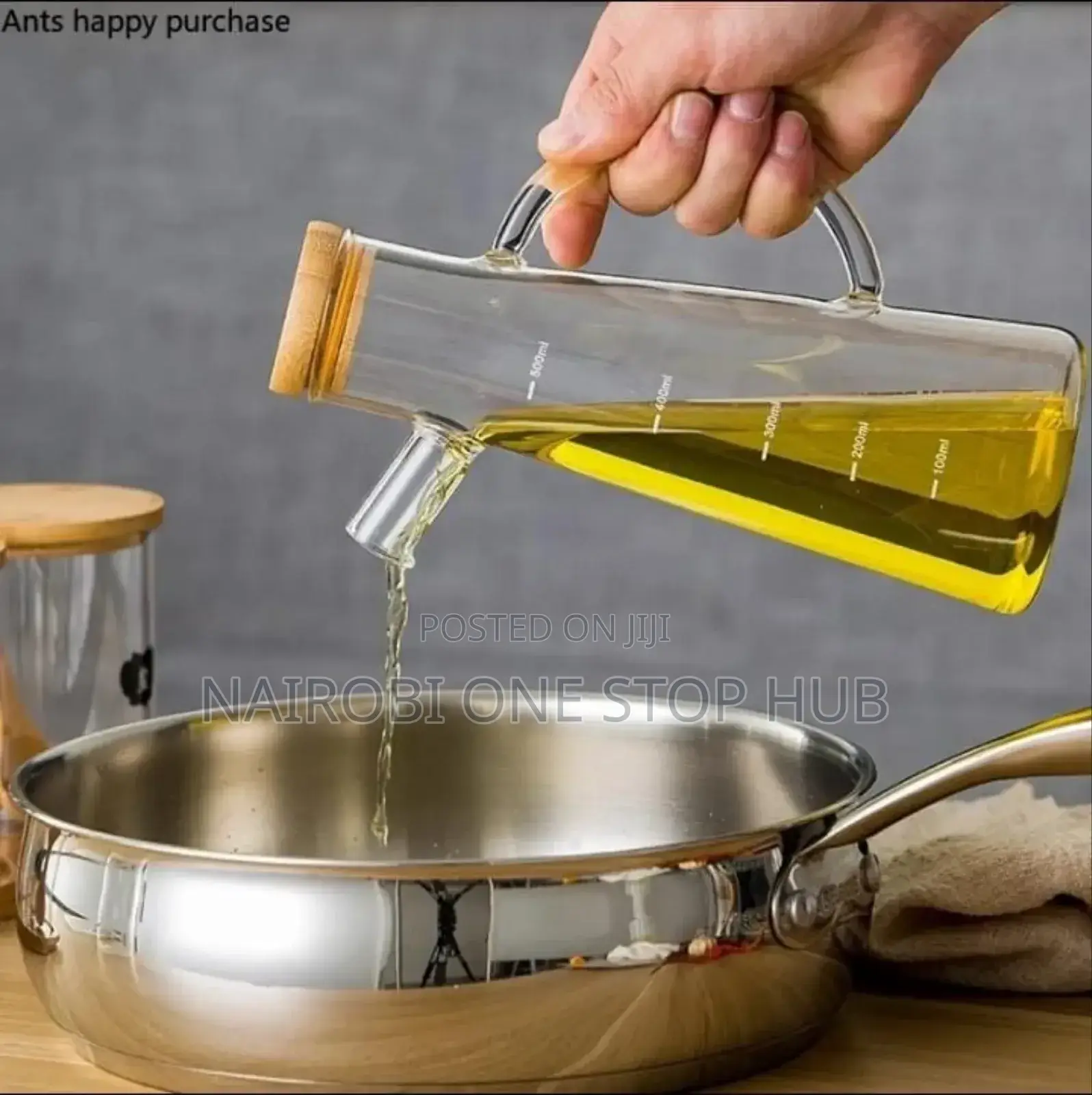 580ml Glass Oil/Vinegar Jar With Bamboo Lid