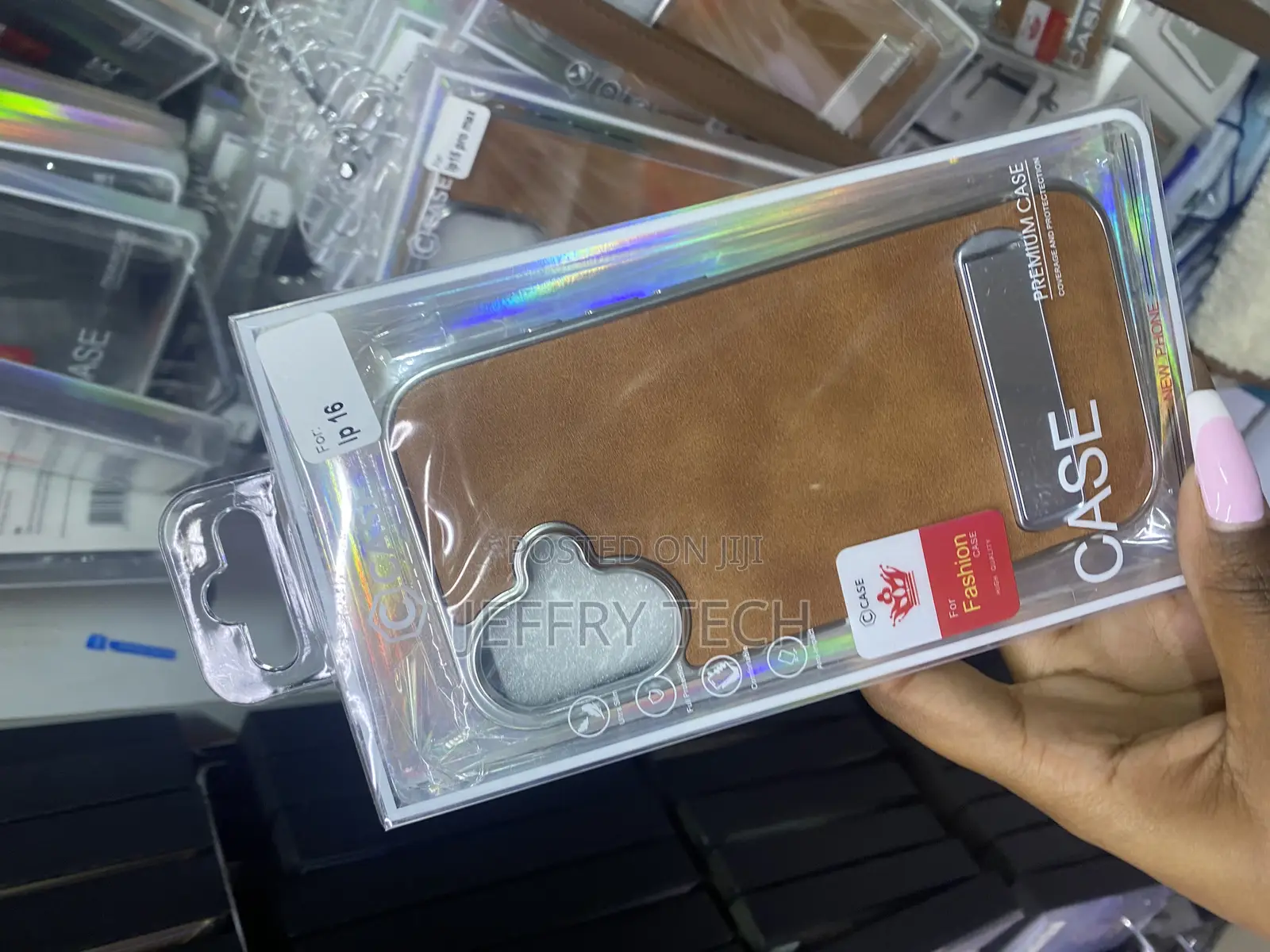 Qweens iPhone 16 Leather Case,Built-in Invisible Stand