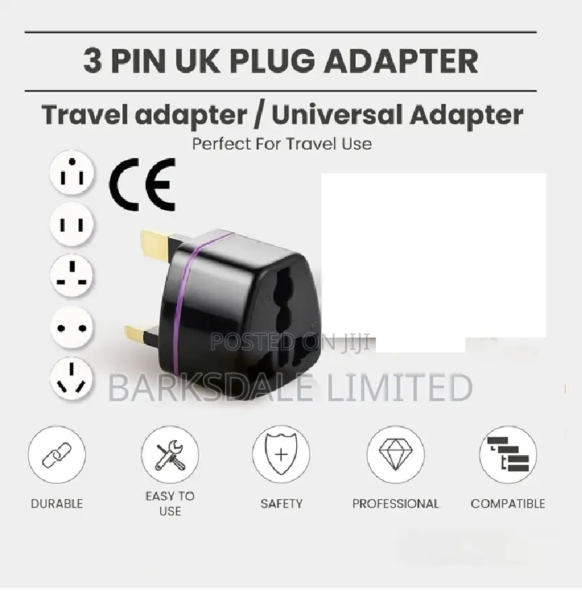 Uk/Us/Europe 3 Pin Plug Power Converter Travel Adapter Universal