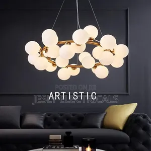 Modern Chandelier With Multiple Spherical, Glowing Bulbs