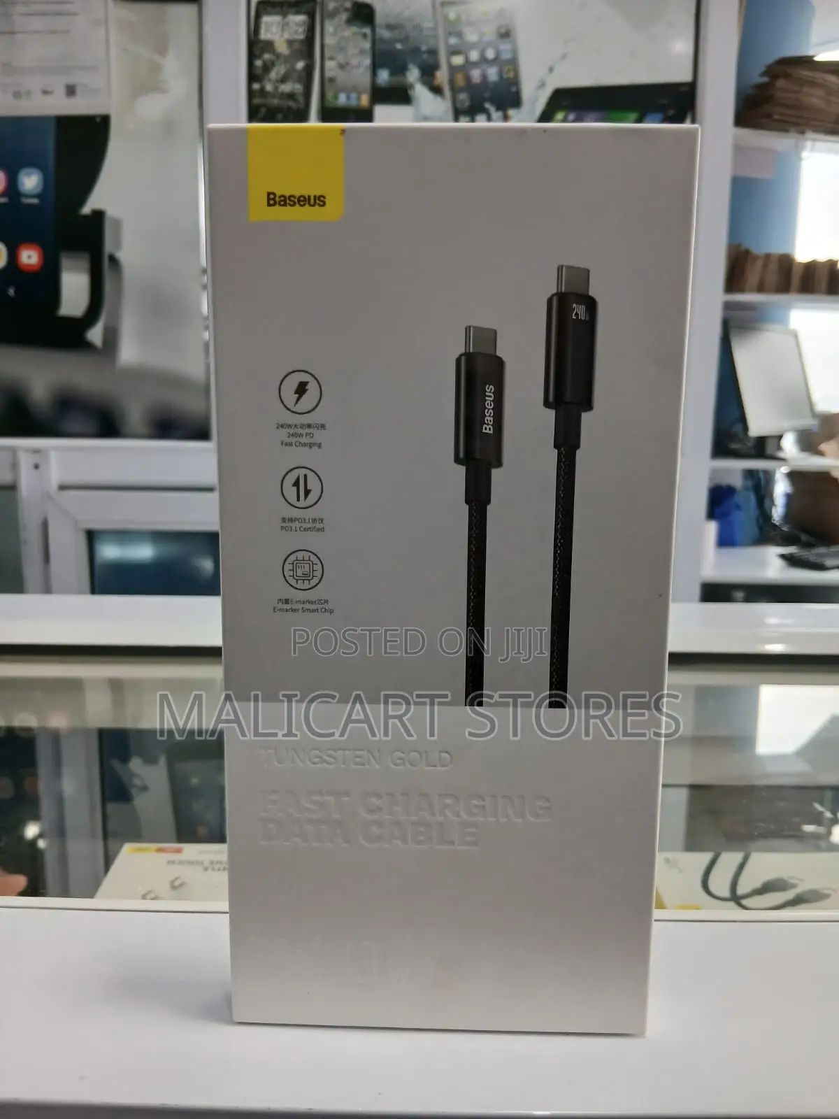 Baseus Fast Charging Data Cable 3m 240w Tungsten Gold Type-C to Type-C